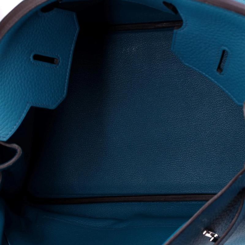 Hermes Birkin Handbag Blue Clemence with Palladium Hardware 35 - 6