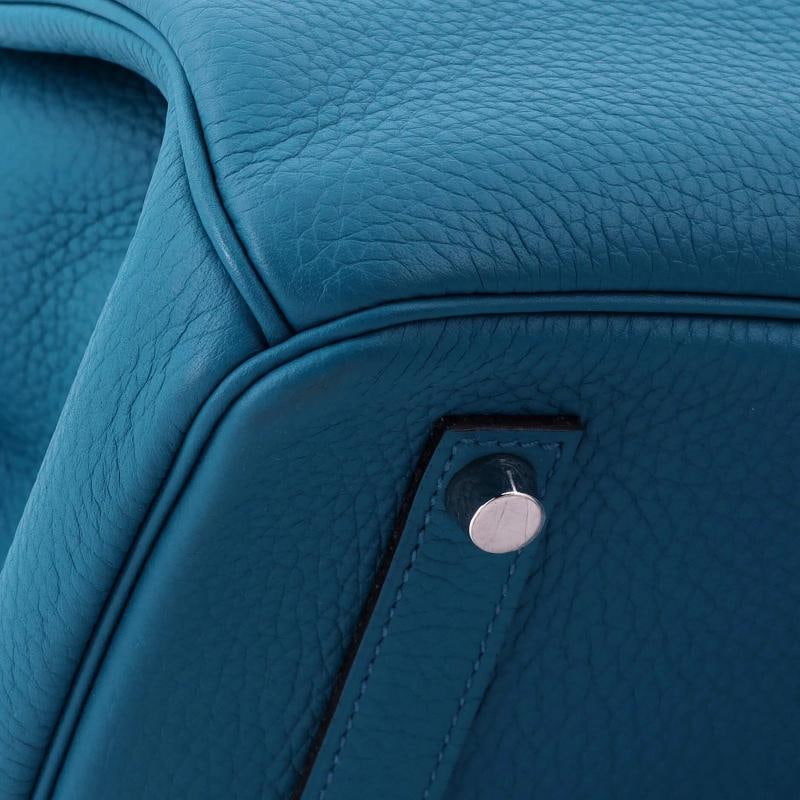 Hermes Birkin Handbag Blue Clemence with Palladium Hardware 35 - 8
