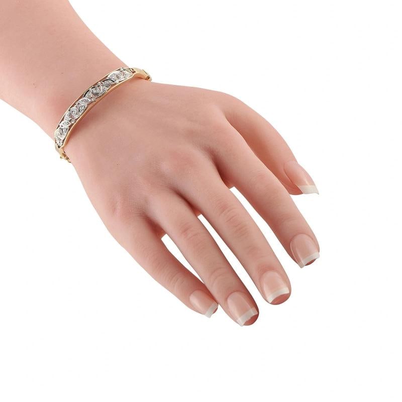Vintage 14K Yellow Gold 0.30ct Diamond Bracelet - 2