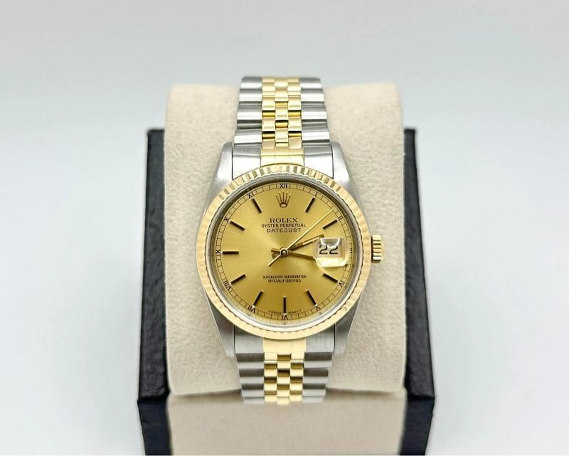 Rolex Datejust 16233 36mm Champagne Dial 18k Yellow Gold Stainless Steel - 2