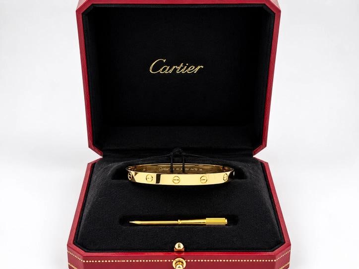Cartier LOVE 18k Yellow Gold Bracelet Bangle Classic 6MM Sz 18 - 2