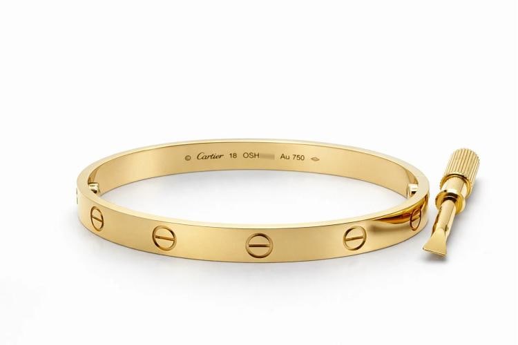 Cartier LOVE 18k Yellow Gold Bracelet Bangle Size 18 Jewelry Pouch - 4
