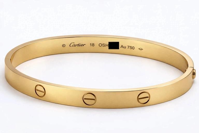 Cartier LOVE 18k Yellow Gold Bracelet Bangle Size 18 Jewelry Pouch - 5