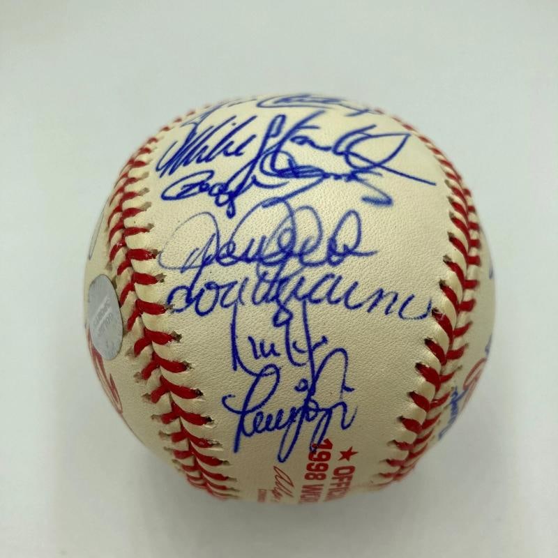 1998 New York Yankees World Series Champs Team Signed Baseball Jeter JSA COA - 7