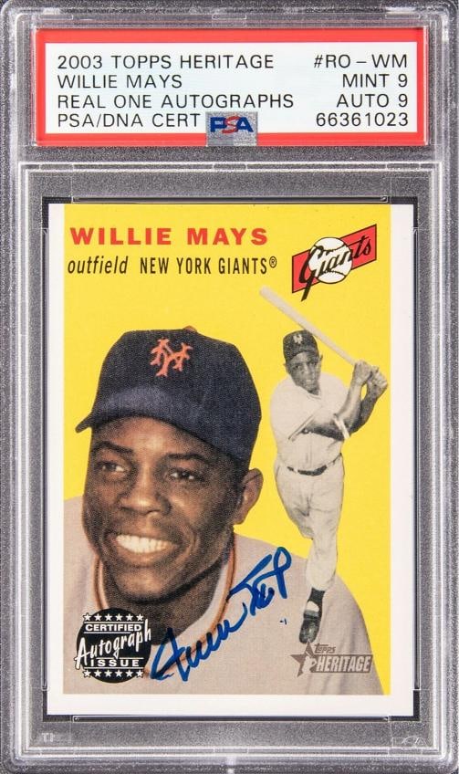 2003 Topps Heritage Real One Willie Mays Auto Signed 1954 Topps PSA 9: Condition: Ungraded - Excellent: Not in original packaging or professionally graded,Sport: Baseball,Player/Athlete: Willie Mays,Country of Origin: United States
