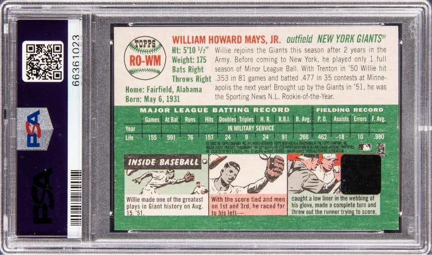 2003 Topps Heritage Real One Willie Mays Auto Signed 1954 Topps PSA 9 - 2
