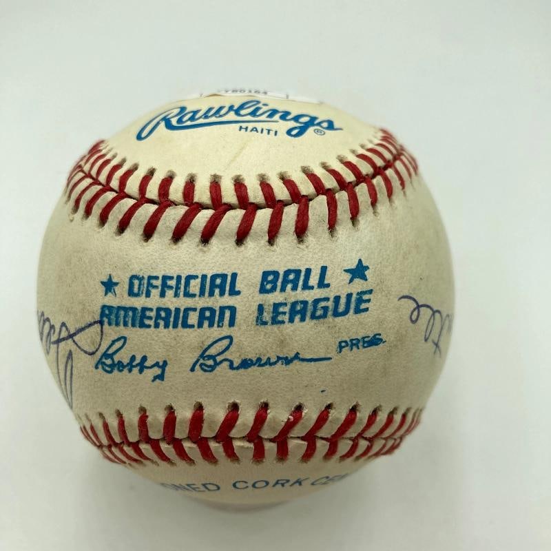 Mickey Mantle Joe Dimaggio Ted Williams Signed American League Baseball JSA COA - 5