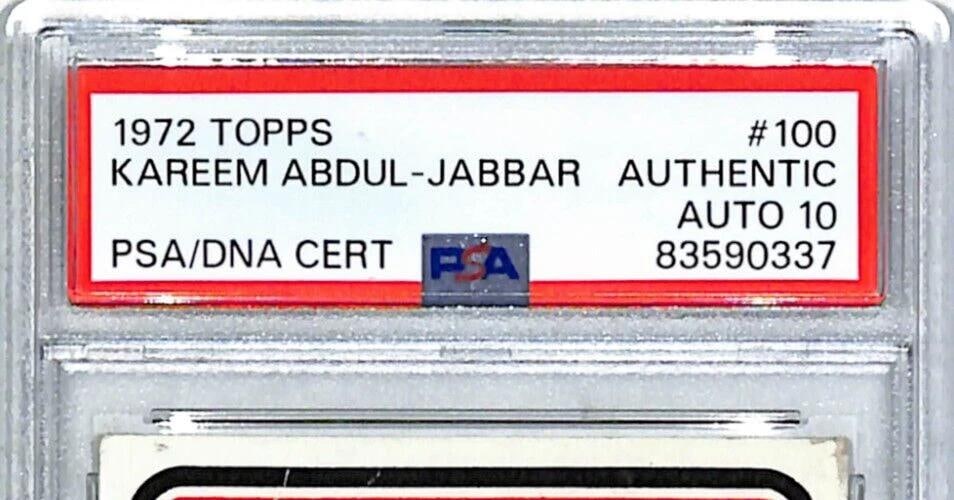 1972 Topps KAREEM ABDUL-JABBAR Signed Card #100 Auto Graded PSA/DNA 10 Slabbed - 2