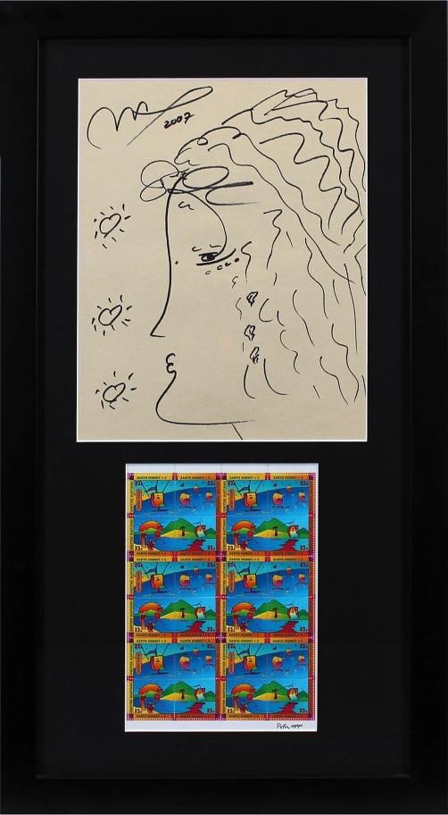 Peter Max "2007" Authentic Signed 8.75x10.75 Sketch Framed Display PSA: Industry: Movies,Original/Reproduction: Original,Autograph Authentication: PSA,PRODUCT_COA: PSA,PRODUCT_SIGNED_BY_NAME: Peter Max,Country of Origin: United States