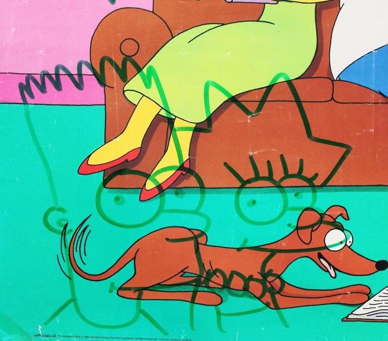 Matt Groening Simpsons Signed 22x31 Poster w/ Bart & Lisa Sketch (Beckett LOA) - 3