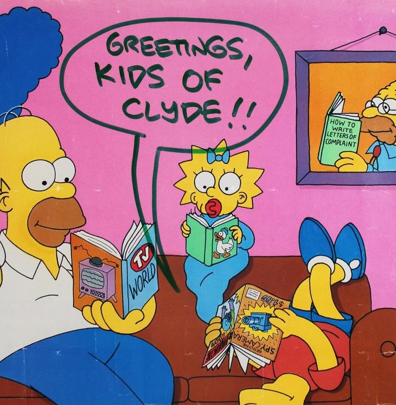 Matt Groening Simpsons Signed 22x31 Poster w/ Bart & Lisa Sketch (Beckett LOA) - 4