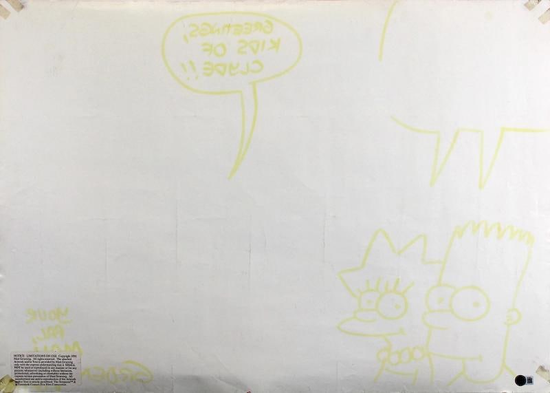 Matt Groening Simpsons Signed 22x31 Poster w/ Bart & Lisa Sketch (Beckett LOA) - 5