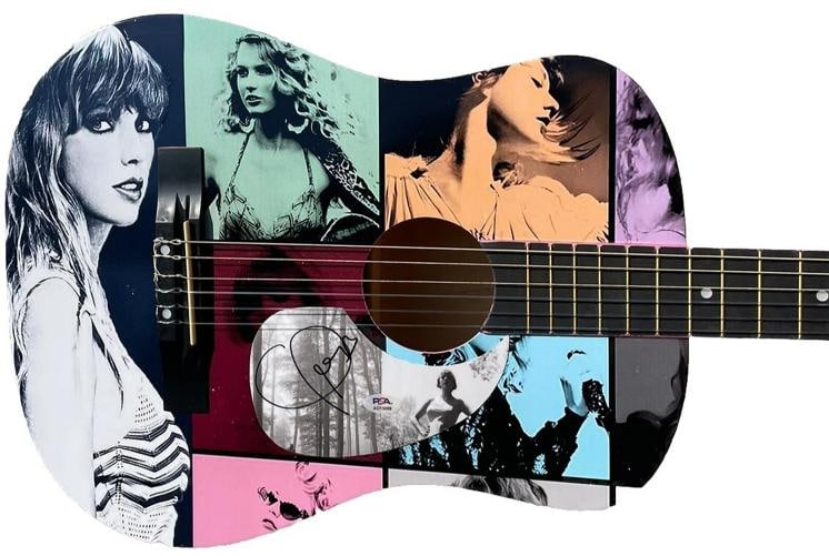 Taylor Swift Signed Limited Edition Graphic Acoustic Guitar (PSA): Industry: Music,Signed: Yes,Autograph Authentication: Professional Sports (PSA/DNA),Object Type: Guitar & Guitar Pick,Original/Reproduction: Original,Country of Origin: United States