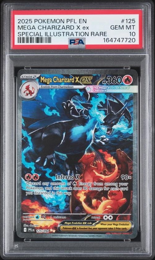 2025 POKEMON PFL EN-PHANTASMAL FLAMES #125 MEGA CHARIZARD X EX PSA 10: Condition: Graded - PSA 10: Professionally graded,Graded: Yes,Set: 2025 POKEMON PFL EN-PHANTASMAL FLAMES,Game: PokÃƒÂ©mon TCG,Character: MEGA CHARIZARD X EX,Card Name: MEGA