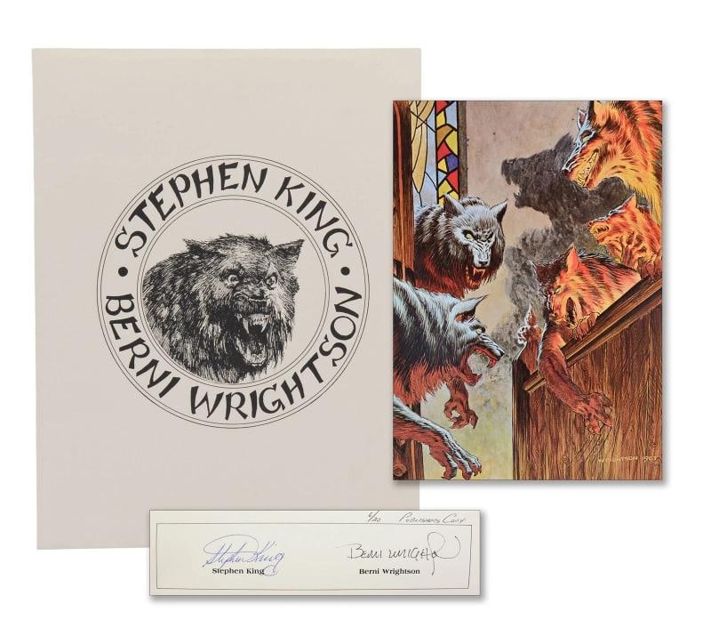 Cycle of the Werewolf Portfolio SIGNED by STEPHEN KING Publisher's Copy LIMITED: Signed by Stephen King and Berni Wrightson One of 20 copies marked "Publisher's Copy" Westland, MI: The Land of Enchantment, 1983. First edition, artist's portfolio to accompany King's novella,