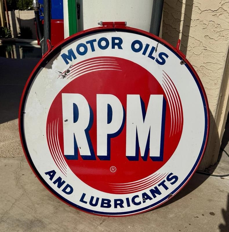 Vintage RPM Motor Oil Porcelain Sign Original Rare With Added Ring 28Ã¢â‚¬: Condition: Used: An item that has been used previously. See the sellerÃ¢â‚¬â„¢s listing for full details and ... Read moreabout the conditionUsed: An item tha