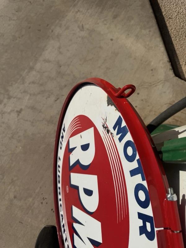 Vintage RPM Motor Oil Porcelain Sign Original Rare With Added Ring 28Ã¢â‚¬ - 9