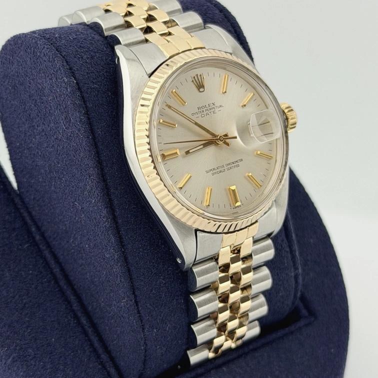 Rolex Date 1500 34mm Silver Dial 18k Yellow Gold Stainless Steel Jubilee - 5