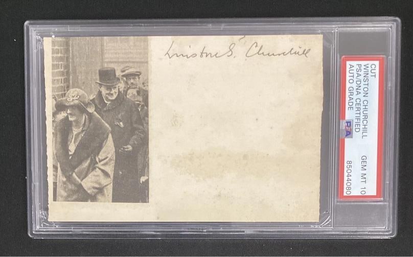 Winston Churchill Signed Index Card Cut Britain PM Autograph PSA/DNA Gem 10: Condition: Used: An item that has been used previously. See the sellerÃ¢â‚¬â„¢s listing for full details and ... Read moreabout the conditionUsed: An item tha