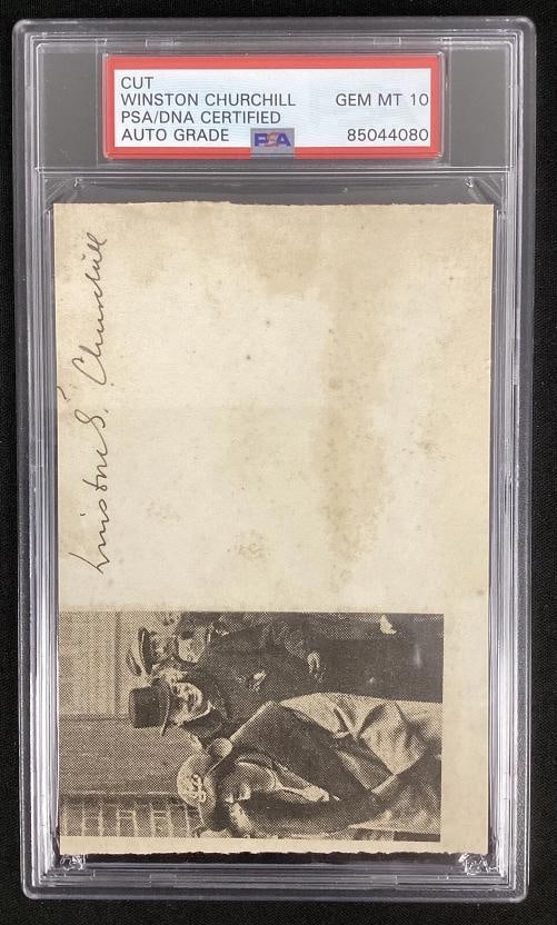 Winston Churchill Signed Index Card Cut Britain PM Autograph PSA/DNA Gem 10 - 2