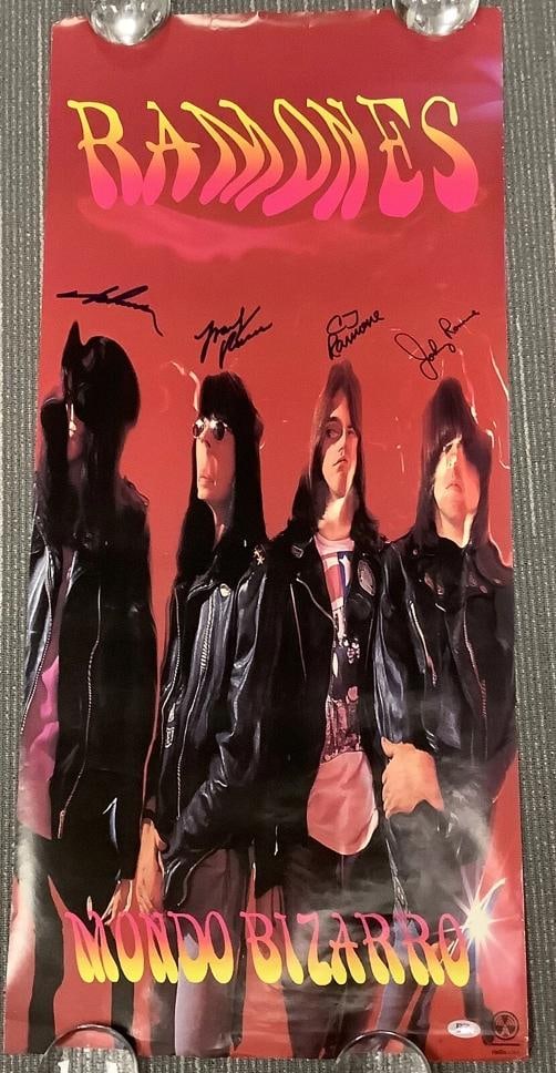 The Ramones Signed Poster Psychedelic 16x36 4 Punk Rock Music Autographs PSA/DNA: signed by Joey Ramone, C.J Ramone, Marky Ramone, & Johnny Ramone. . Industry: Music,Signed: Yes,Size: 16x36,Autograph Authentication: Professional Sports (PSA/DNA),Object Type: Poster,Original/Reprodu