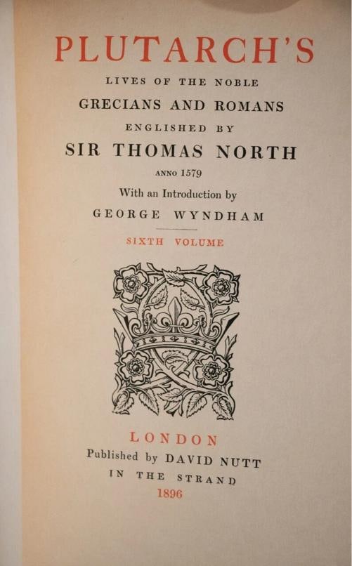 Plutarch's Lives of the Noble Grecians and Romans Englished by Sir Limited ed - 13