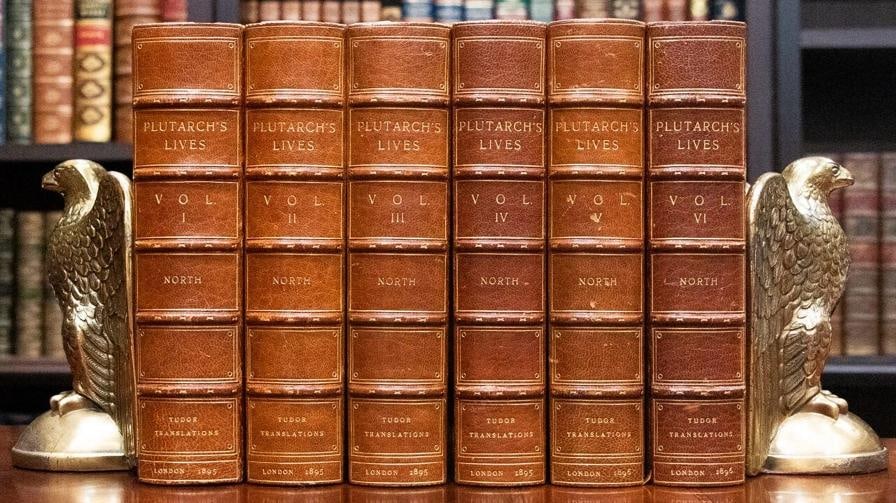 Plutarch's Lives of the Noble Grecians and Romans Englished by Sir Limited ed: Author: Plutarch,Country of Origin: United States of America,Publisher: David Nutt,Year Printed: 1896,Binding: Leather Plutarch's Lives of the Noble Grecians and Romans Englished by Sir Thomas North