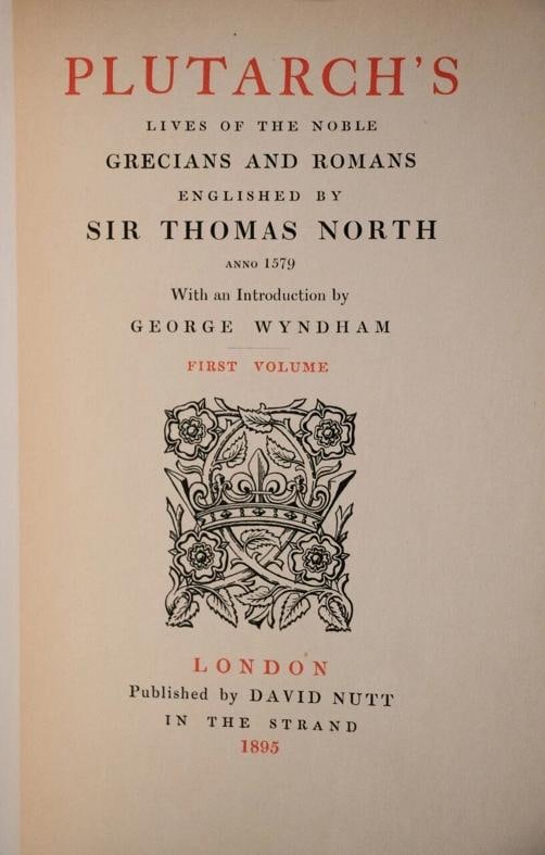 Plutarch's Lives of the Noble Grecians and Romans Englished by Sir Limited ed - 9