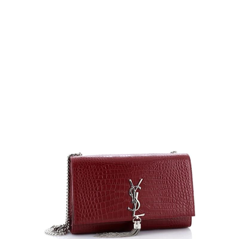 Saint Laurent Classic Monogram Tassel Crossbody Bag Crocodile Embossed Leather - 2