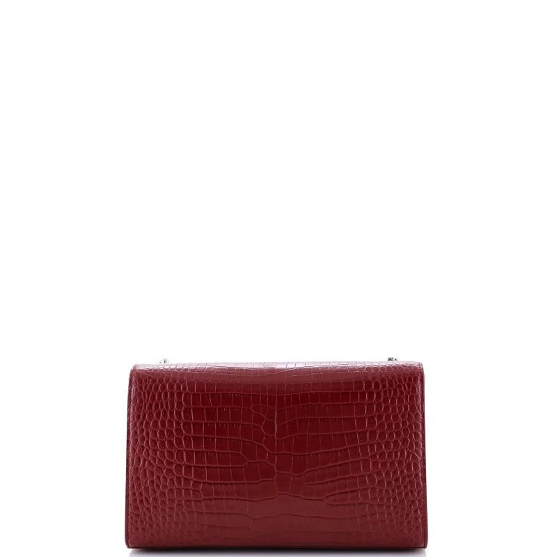 Saint Laurent Classic Monogram Tassel Crossbody Bag Crocodile Embossed Leather - 3