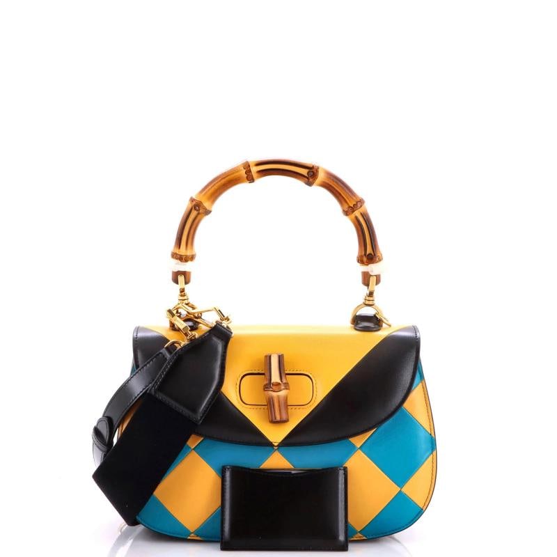 Gucci Bamboo 1947 Top Handle Bag Limited Edition Geometric Print Leather Medium - 2