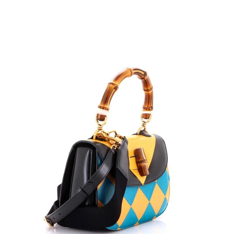 Gucci Bamboo 1947 Top Handle Bag Limited Edition Geometric Print Leather Medium - 3
