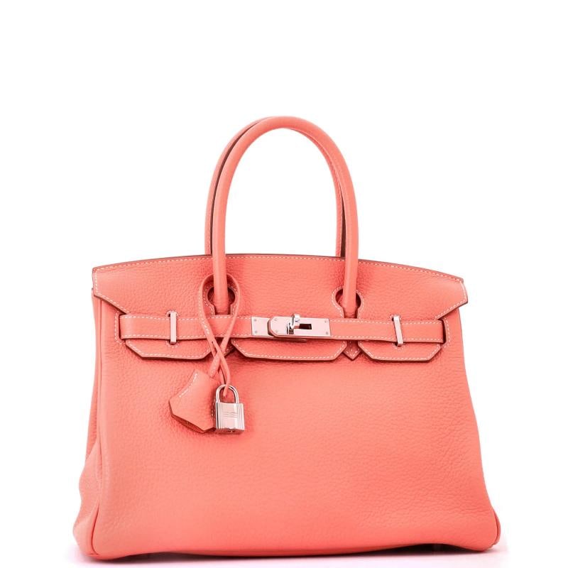 Hermes Birkin Handbag Pink Clemence with Palladium Hardware 30 - 3