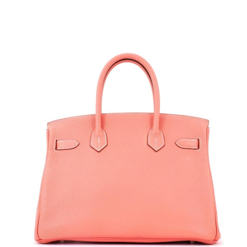 Hermes Birkin Handbag Pink Clemence with Palladium Hardware 30 - 4