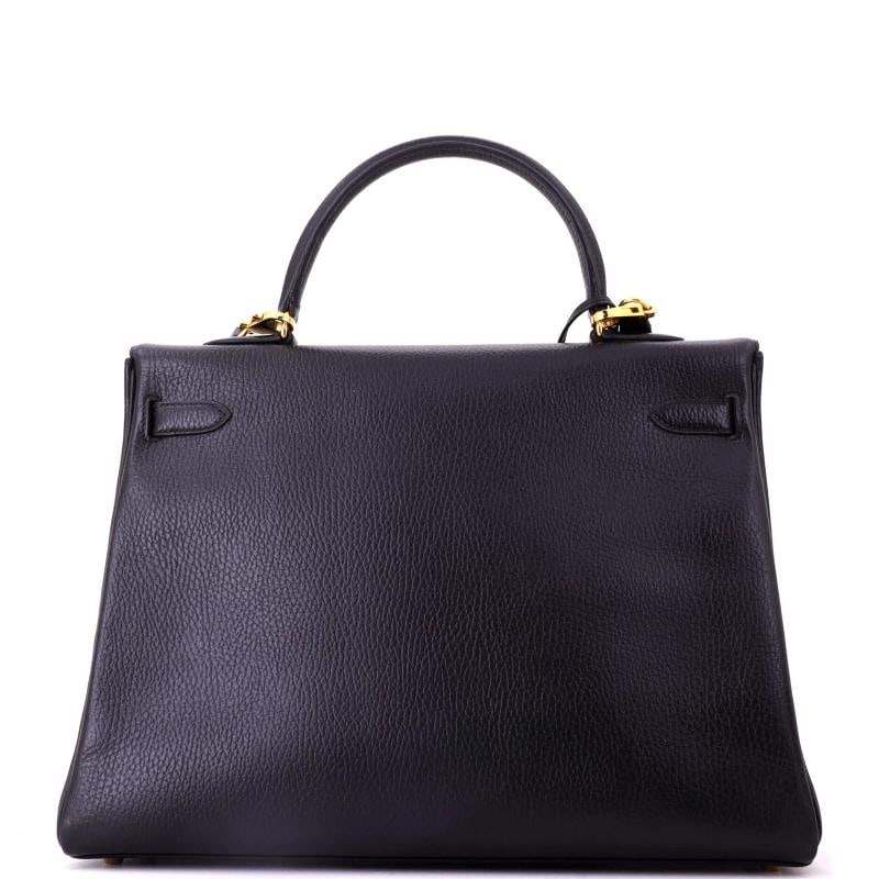 Hermes Kelly Handbag Black Ardennes with Gold Hardware 35 - 3