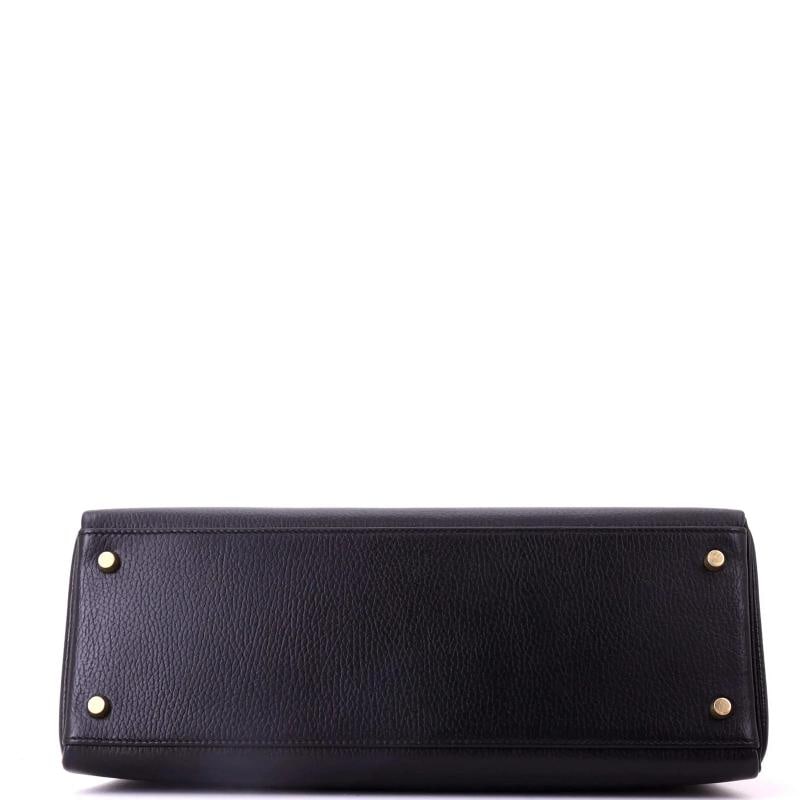 Hermes Kelly Handbag Black Ardennes with Gold Hardware 35 - 4