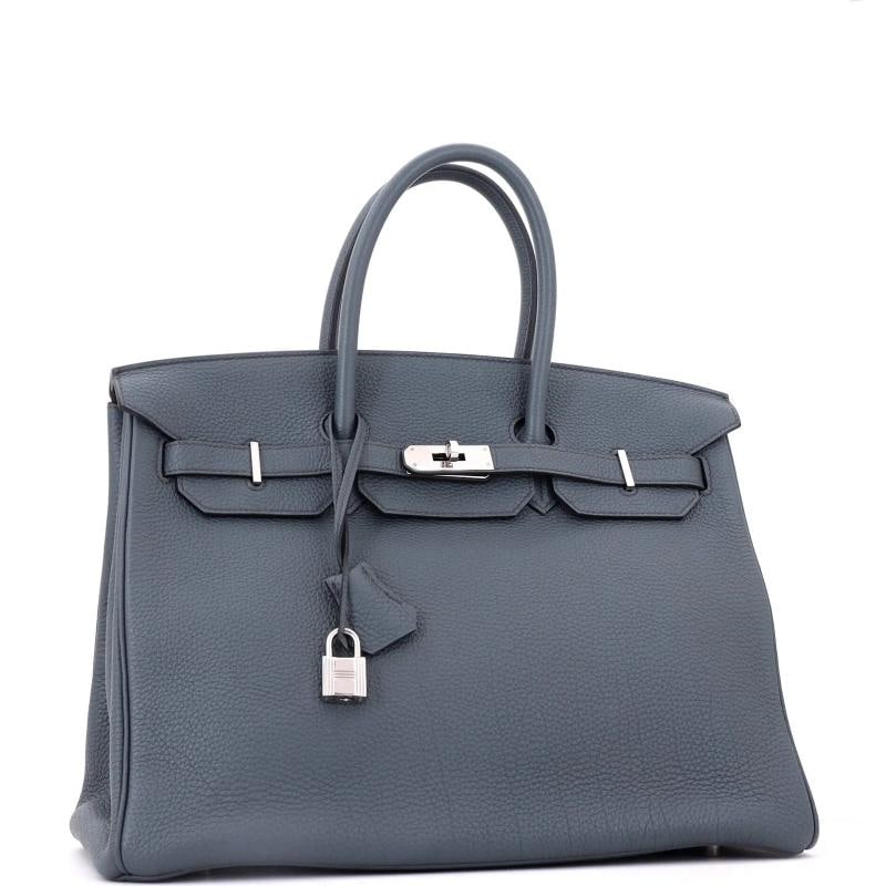 Hermes Birkin Handbag Blue Togo with Palladium Hardware 35 - 2