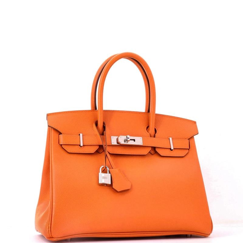 Hermes Birkin Handbag Orange Epsom with Palladium Hardware 30 - 2
