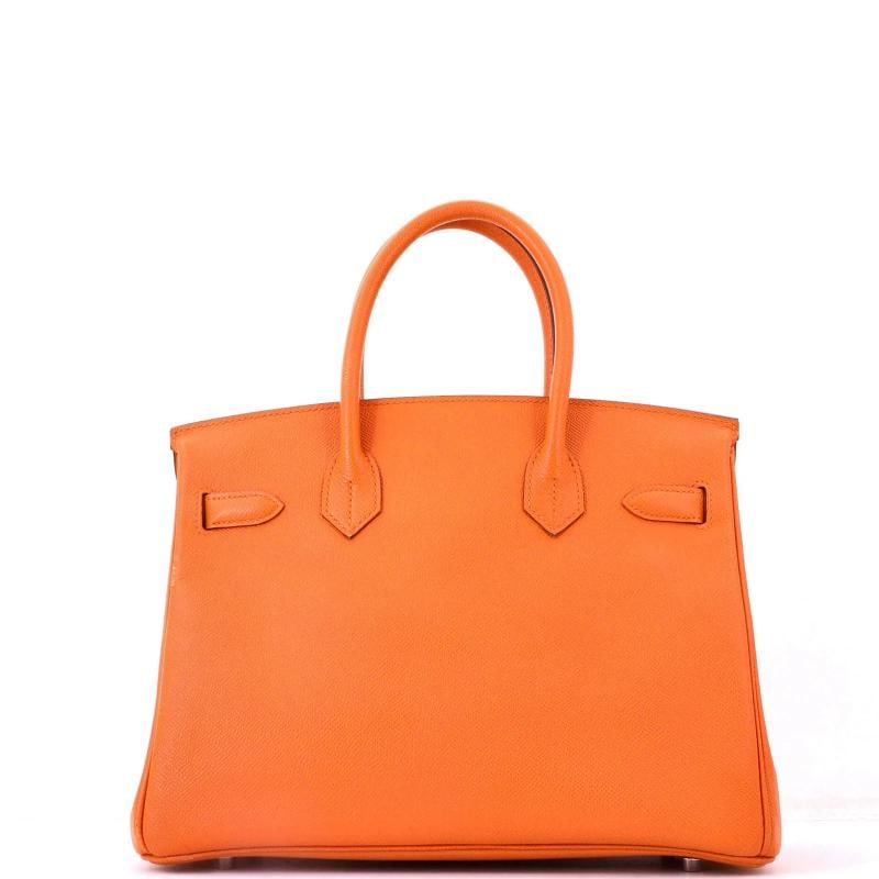 Hermes Birkin Handbag Orange Epsom with Palladium Hardware 30 - 3