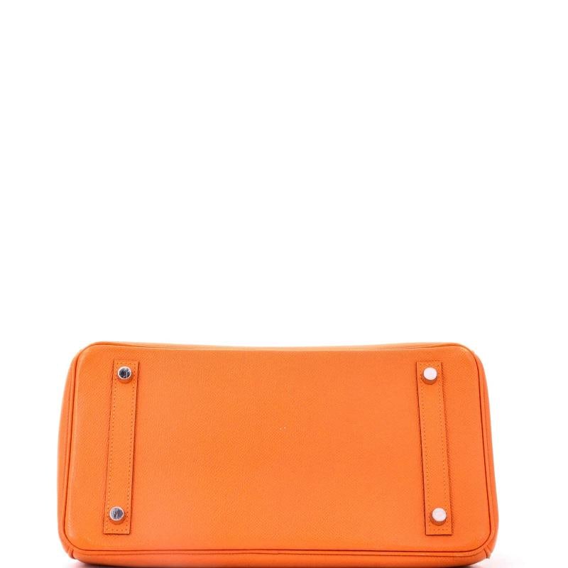 Hermes Birkin Handbag Orange Epsom with Palladium Hardware 30 - 4