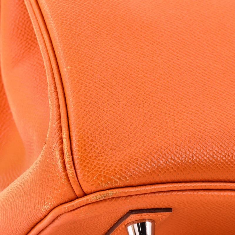 Hermes Birkin Handbag Orange Epsom with Palladium Hardware 30 - 8