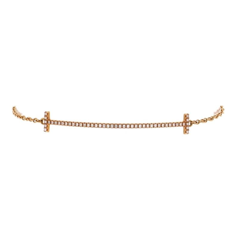 Tiffany & Co. T Smile Chain Bracelet 18K Yellow Gold with Diamonds Medium: Measurements: Circumference: 6.25 ", Width: 43.70 mm . Condition: Pre-owned - Good,Brand: Tiffany & Co.,Main Stone: Diamond,Metal: 18K Yellow Gold,Metal Purity: 18K,Style: Chain,Type: Bracelet,Color: 