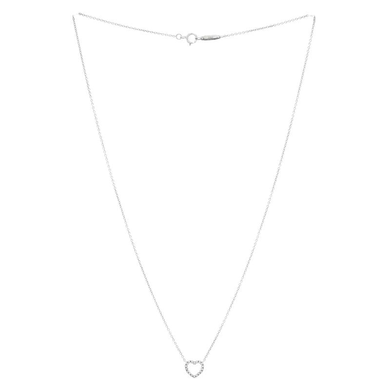 Tiffany & Co. Metro Open Heart Pendant Necklace 18K White Gold and Diamonds Mini - 2