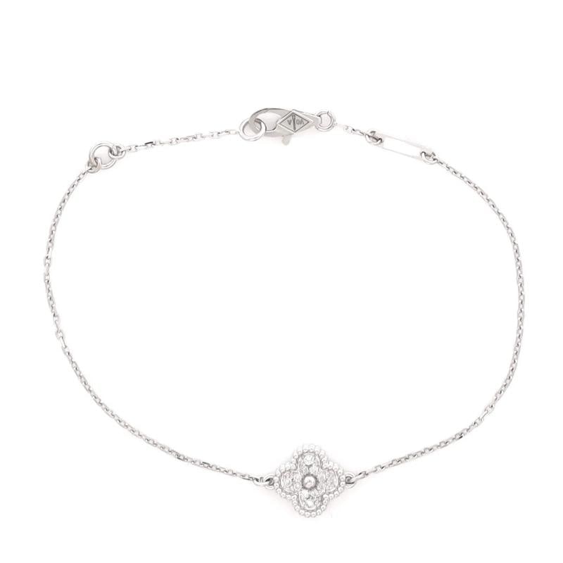 Van Cleef & Arpels Sweet Alhambra Bracelet 18K White Gold and Diamonds: Condition: Pre-owned - Good,Brand: Van Cleef & Arpels,Main Stone: Diamond,Metal: 18K White Gold,Metal Purity: 18K,Style: Bracelet,Type: Bracelet,Color: White Gold,Material: 18K White Gold, Diamond