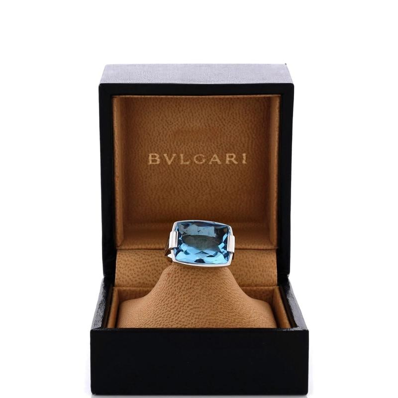 Bvlgari Metropolis Ring 18K White Gold and Blue Topaz - 2