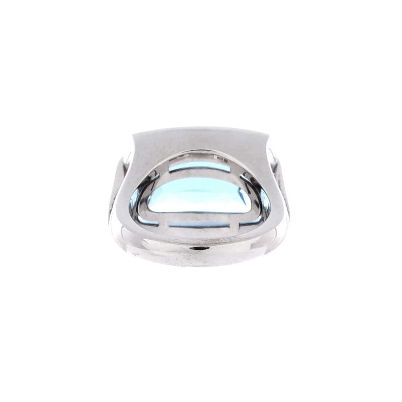 Bvlgari Metropolis Ring 18K White Gold and Blue Topaz - 3