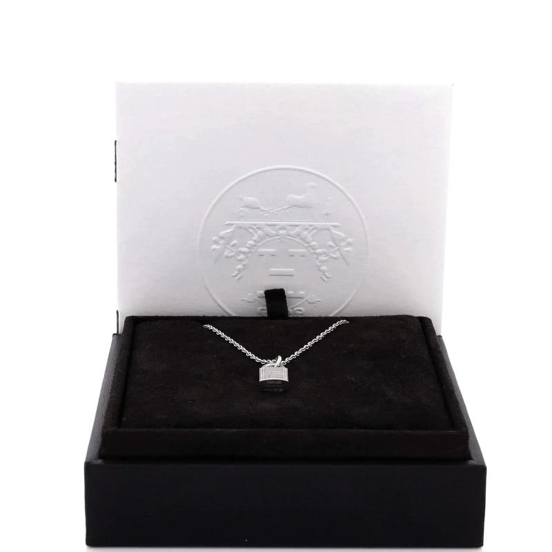 Hermes Amulettes Cadenas Pendant Necklace 18K White Gold with Diamonds - 2