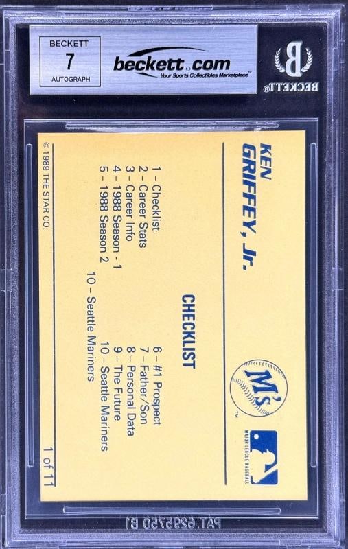 1989 Star Ken Griffey Jr. Signed Auto RC #1 BGS Certified RARE White Blue - 2