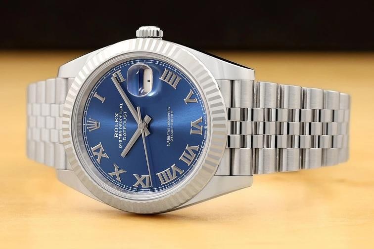 2022 B&P ROLEX DATEJUST 41 126334 BLUE ROMAN DIAL 18K GOLD STEEL JUBILEE WATCH - 2