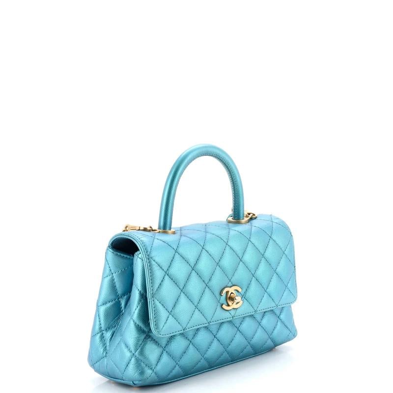 Chanel Coco Top Handle Bag Quilted Iridescent Caviar Mini - 2